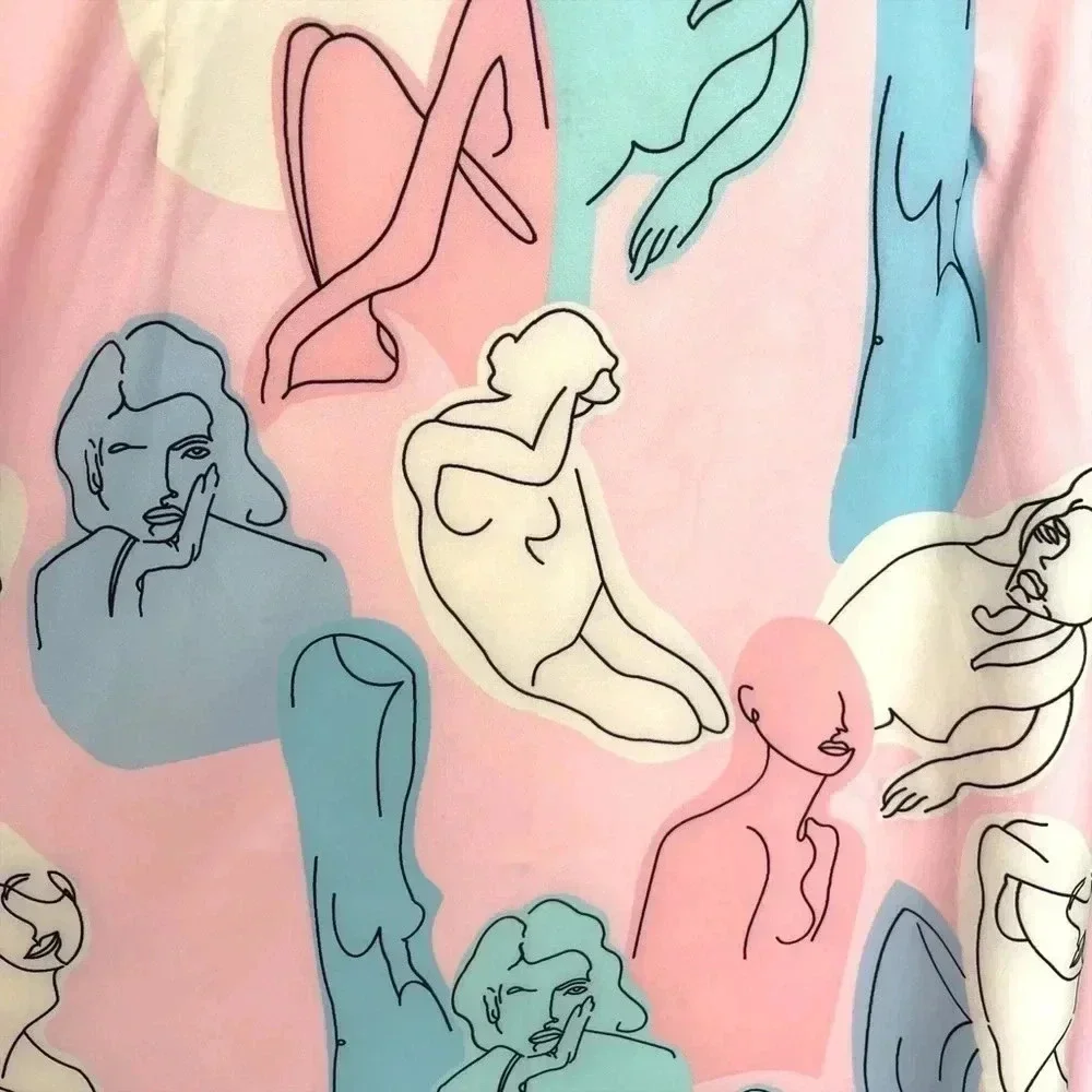 Pastel Mini Skirt Line Drawing Women Bodies Forms